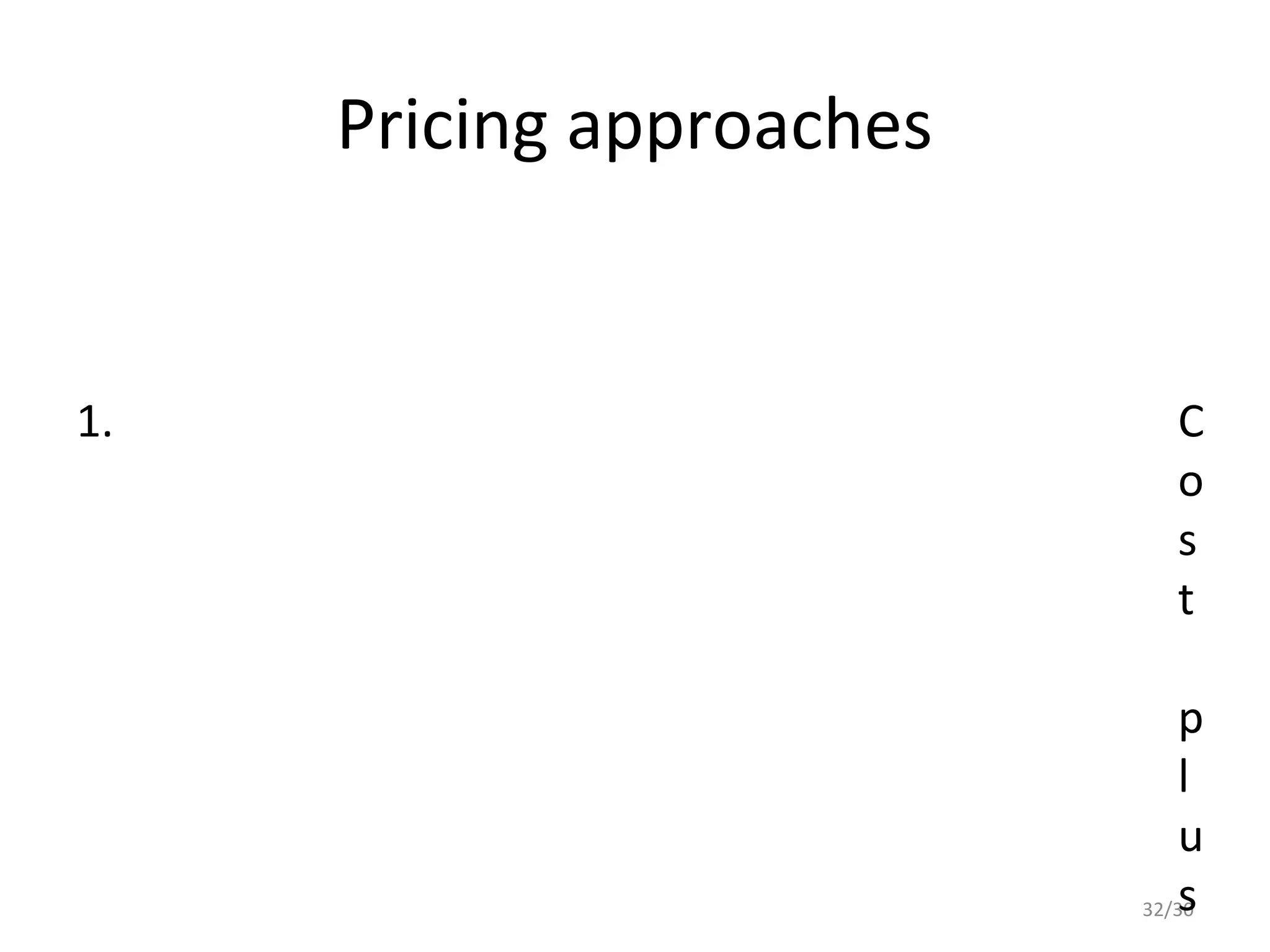 Pricing approaches


1.                          C
                            o
                            s
                            t

                              p
                              l
                              u
                              s
                          32/30
 