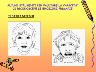 ALCUNI STRUMENTI PER VALUTARE LA CAPACITA’
DI RICONOSCERE LE EMOZIONI PRIMARIE
TEST DEI DISEGNI
 