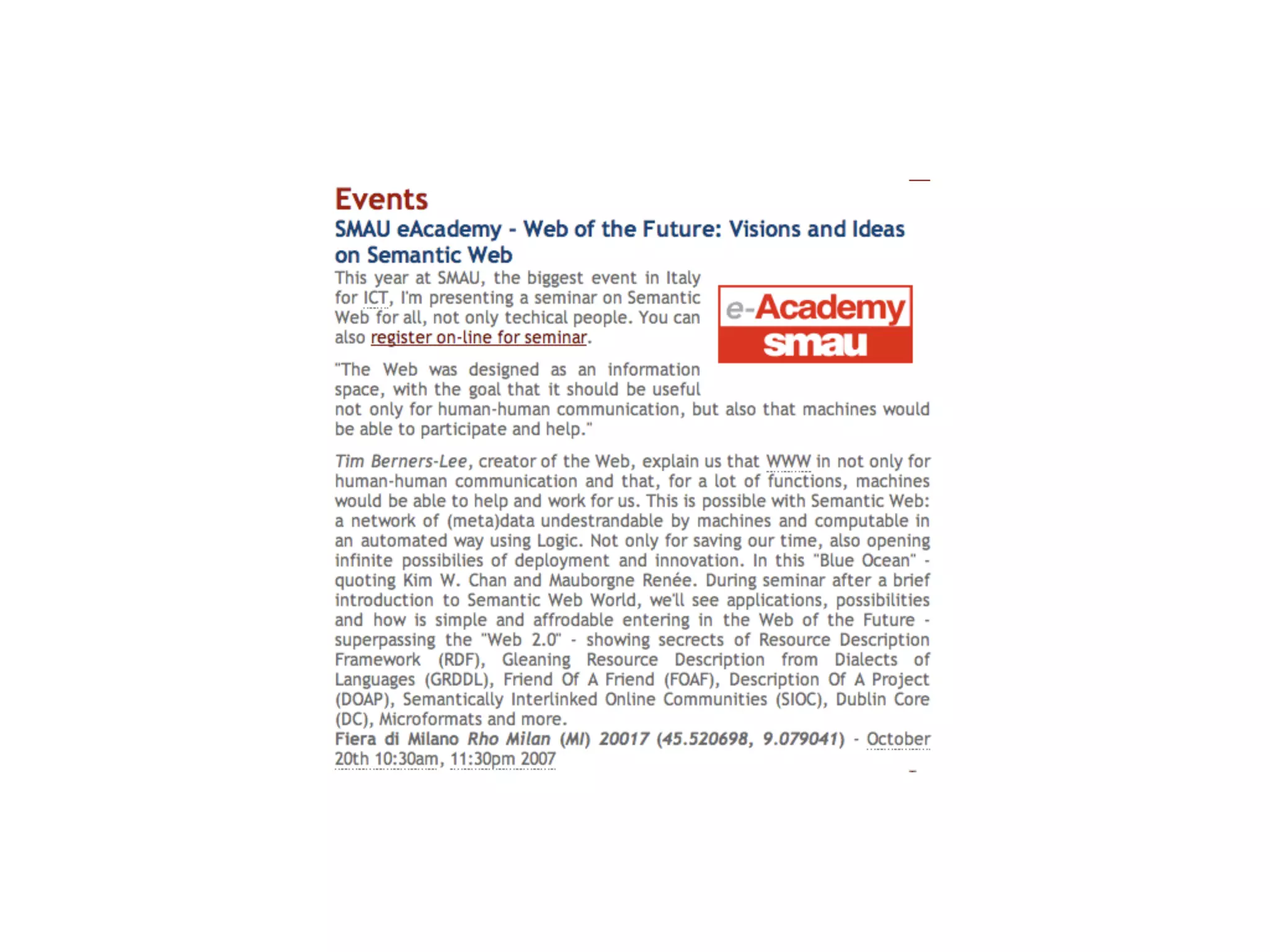 Introduzione al Web Semantico: URI, XML, RDF, SPARQL, RDFS, OWL