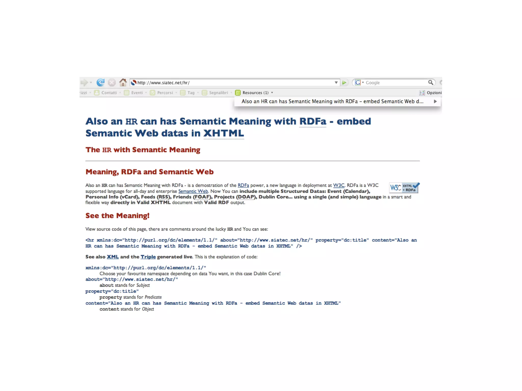 Introduzione al Web Semantico: URI, XML, RDF, SPARQL, RDFS, OWL