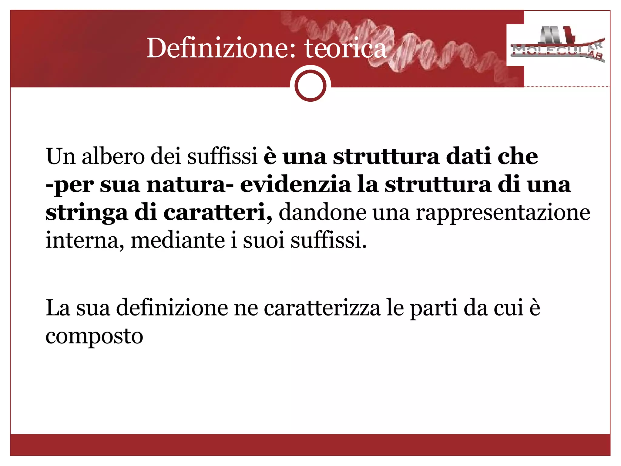 introduzione all'abero dei suffissi PPT Free Download