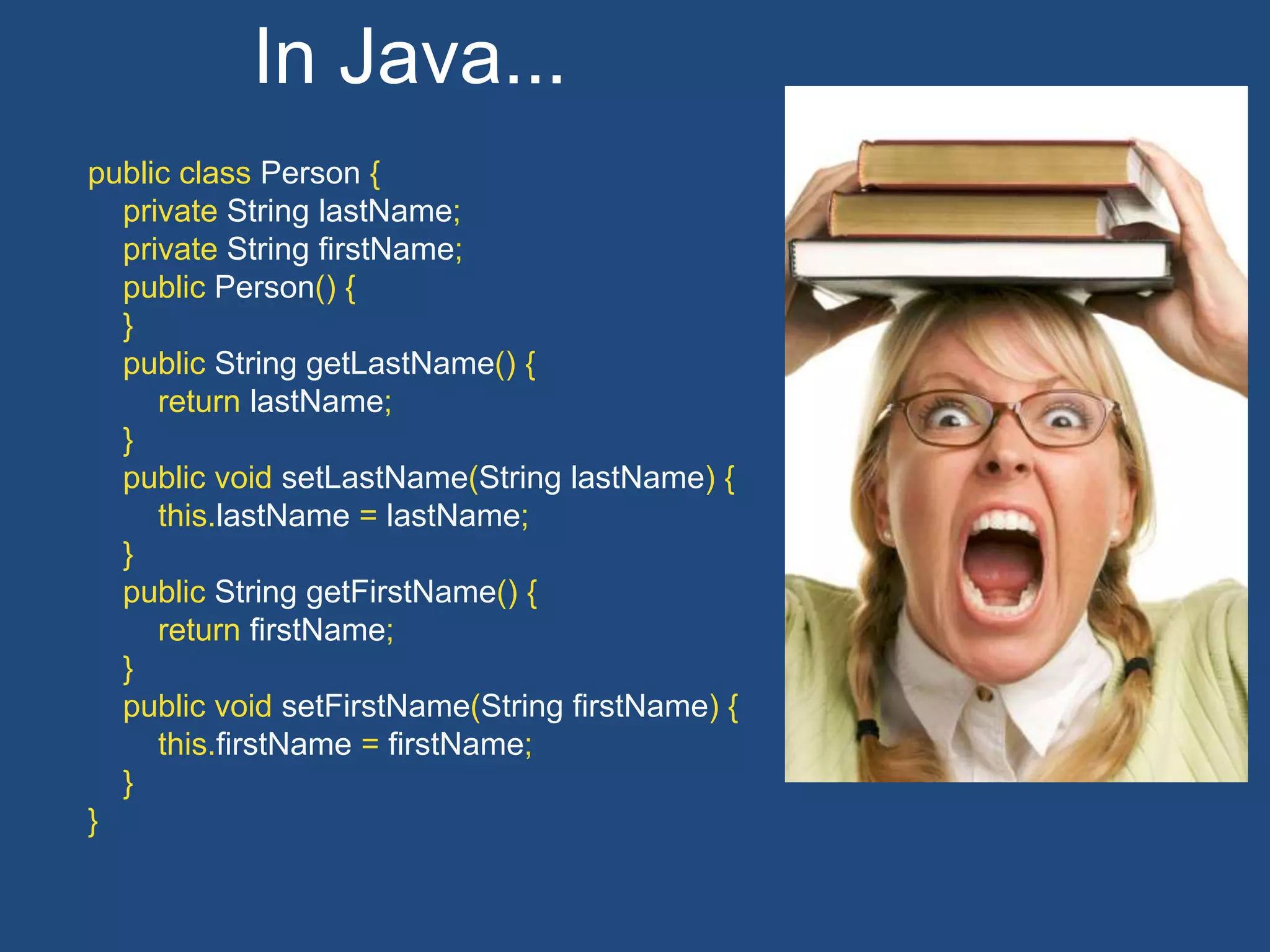 INDOVINA CHI?
Joshua Bloch
Ex Chief Java Architect di
Google
Autore di Effective Java
(arrivato alla seconda
versione)
L’unica guida a scrivere
un buon Java
 