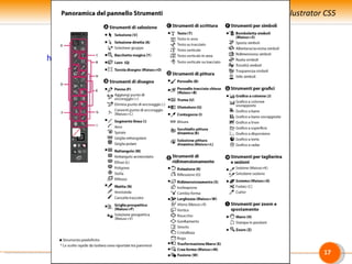 Introduzione ad Adobe Illustrator CS5

         La barra degli strumenti (CS5):
                           v. anche
http://help.adobe.com/it_IT/illustrator/cs/using/WS714a382cdf7d304e7e07d0100196




                                                                        17
 