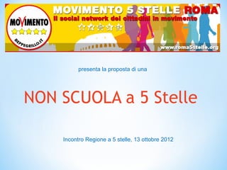 presenta la proposta di una




NON SCUOLA a 5 Stelle

    Incontro Regione a 5 stelle, 13 ottobre 2012
 