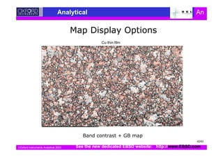 Oxford Instruments Analytical 2003
Analytical An
3 4
Cu thin film
See the new dedicated EBSD website: http://www.EBSD.com
42/63
 