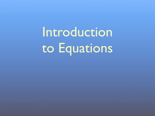 Introduction
to Equations
 