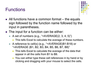 introduction to microsoft excel functions and formulas.ppt