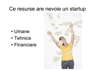 Ce resurse are nevoie un startup Umane Tehnice Financiare 