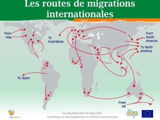 Les routes de migrations
     internationales




                La migration dans les pays ACP:
    Contribuer au développement et renforcer la protection
 