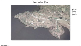 Geographic Data
Lines
Roads,
shore,
contour.

Tuesday, December 3, 13

 