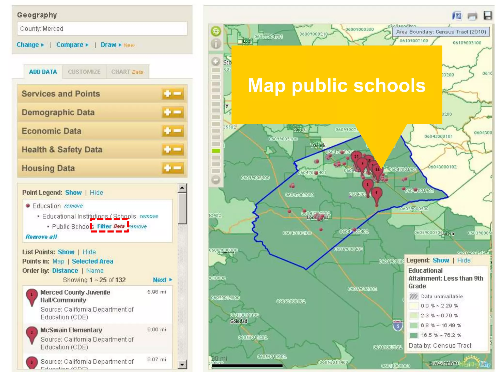 Map public schools
 