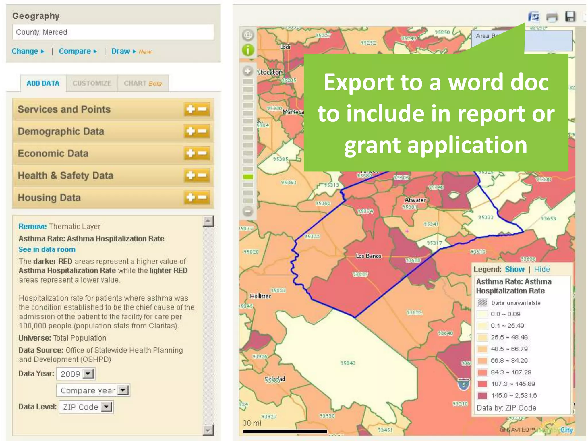 Export to a word doc
to include in report or
   grant application
 