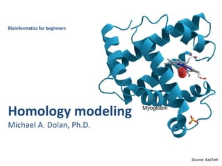 Bioinformatics for beginners
Homology modeling
Michael A. Dolan, Ph.D.
Source: AzaToth
Myoglobin
 