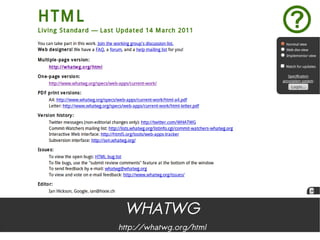 WHATWG
http://whatwg.org/html
 