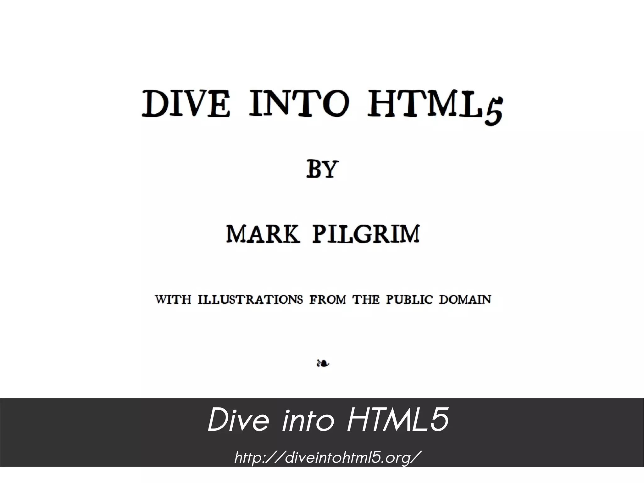 Dive into HTML5
 http://diveintohtml5.org/
 