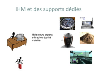 IHM et des supports dédiés
Utilisateurs experts
efficacité sécurité
mobilité
 