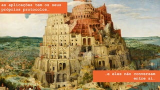 as aplicações tem os seus
próprios protocolos…
…e eles não conversam
entre si.
 