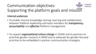 Delivering the gender platform’s outcomes: Communications and engagement