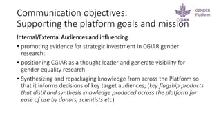 Delivering the gender platform’s outcomes: Communications and engagement