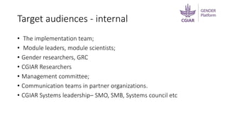 Delivering the gender platform’s outcomes: Communications and engagement