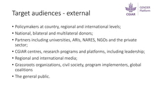 Delivering the gender platform’s outcomes: Communications and engagement