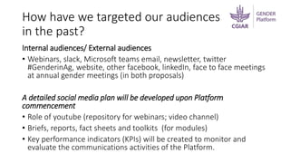 Delivering the gender platform’s outcomes: Communications and engagement