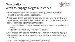 Delivering the gender platform’s outcomes: Communications and engagement