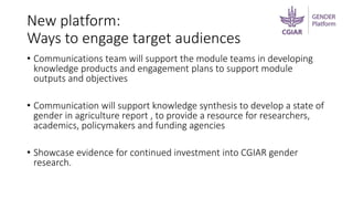 Delivering the gender platform’s outcomes: Communications and engagement