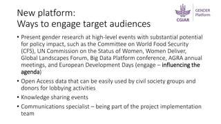 Delivering the gender platform’s outcomes: Communications and engagement