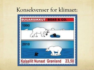 Konsekvenser for klimaet:
 