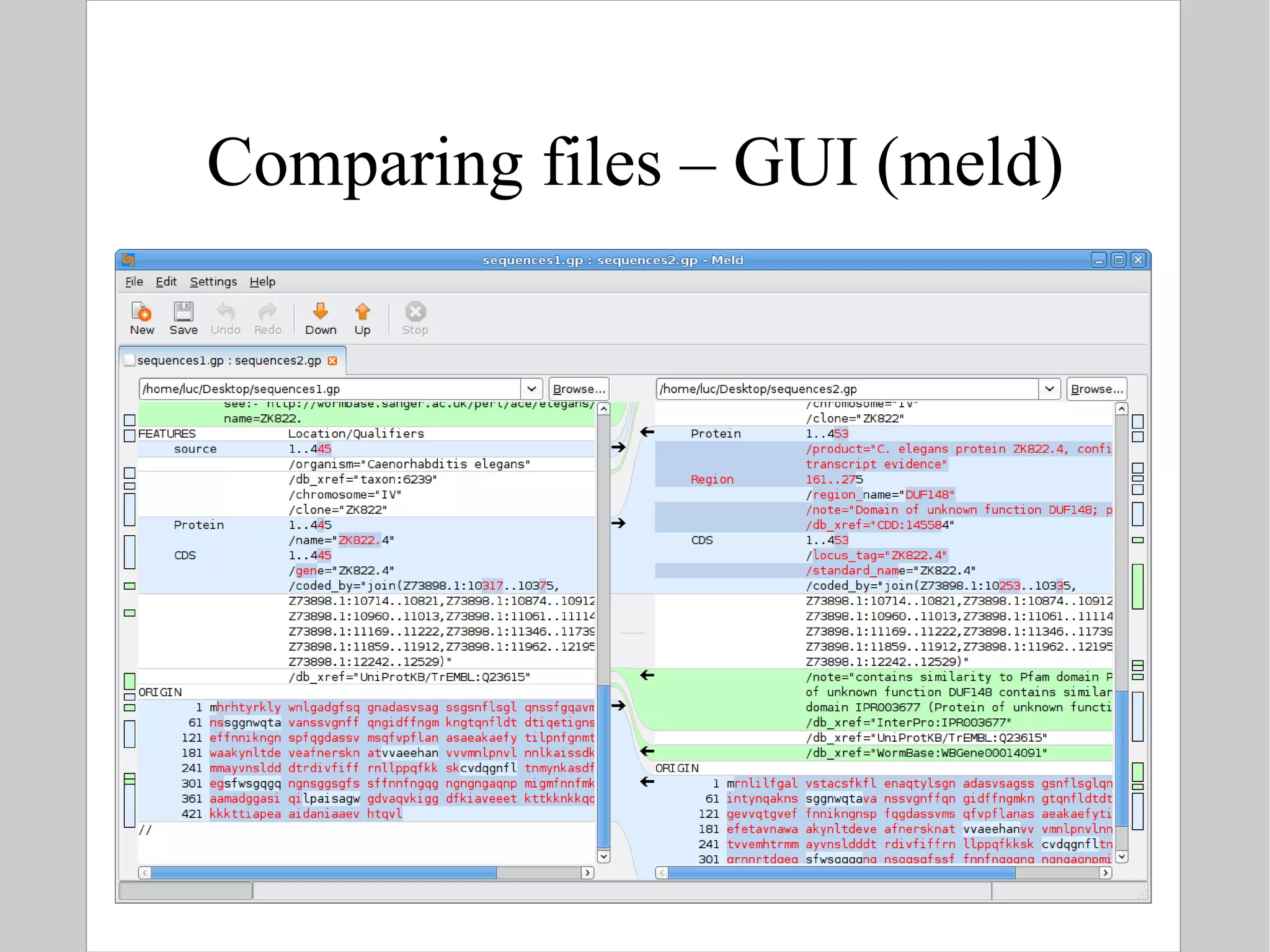 Comparing files – GUI (meld) 