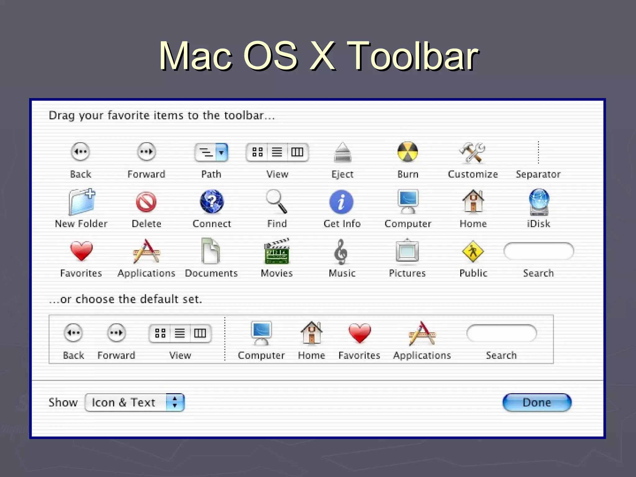 Mac OS X Toolbar 