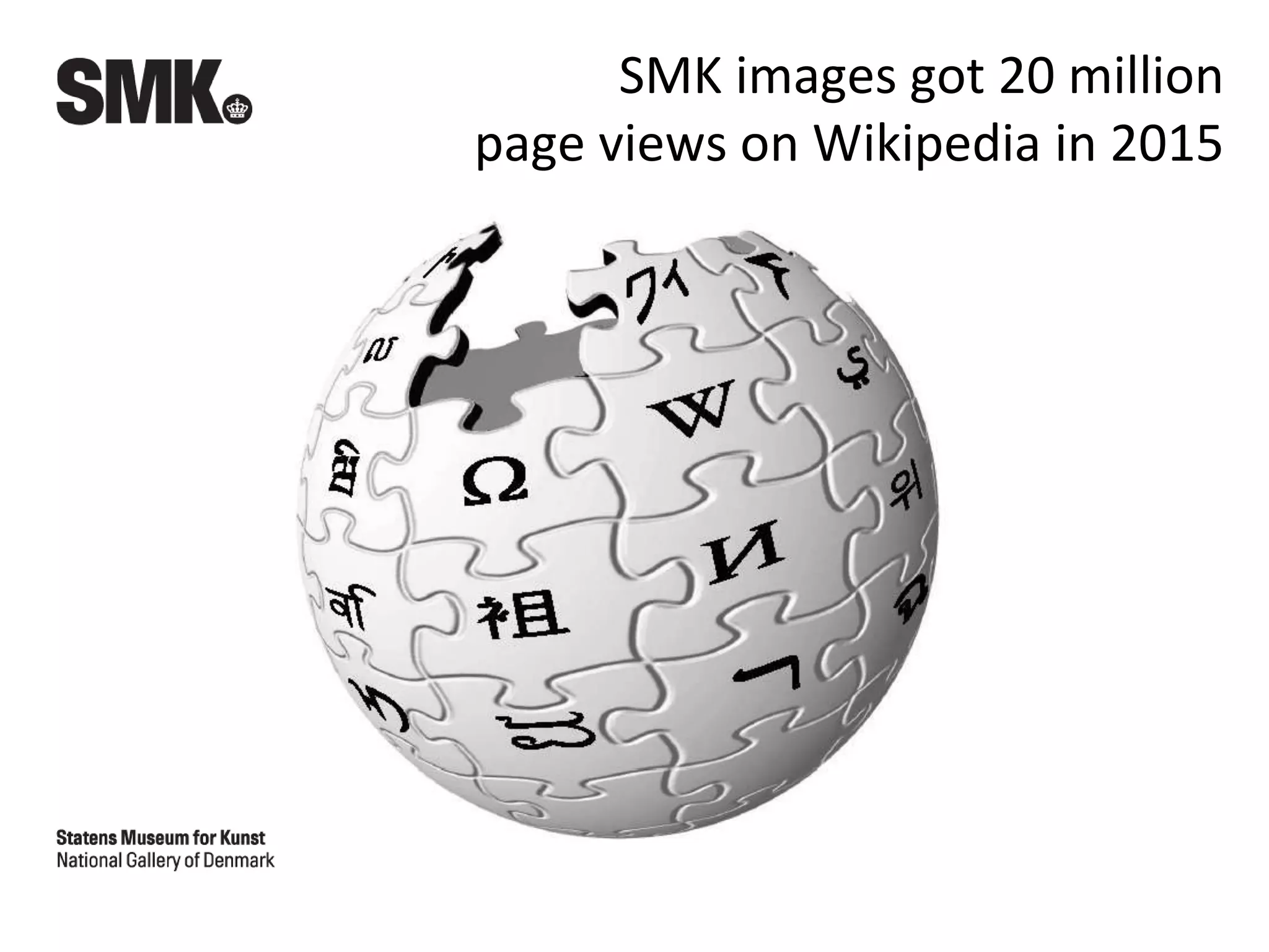 SMK images got 20 million
page views on Wikipedia in 2015
 
