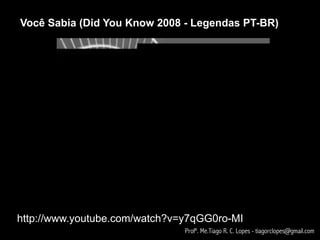 Você Sabia (Did You Know 2008 - Legendas PT-BR)




http://www.youtube.com/watch?v=y7qGG0ro-MI
                               Profº. Me.Tiago R. C. Lopes - tiagorclopes@gmail.com
 