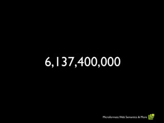 6,137,400,000


         Microformats: Web Semantics & More
 