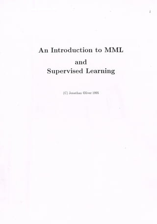 Introduction to MML and Supervised Learning