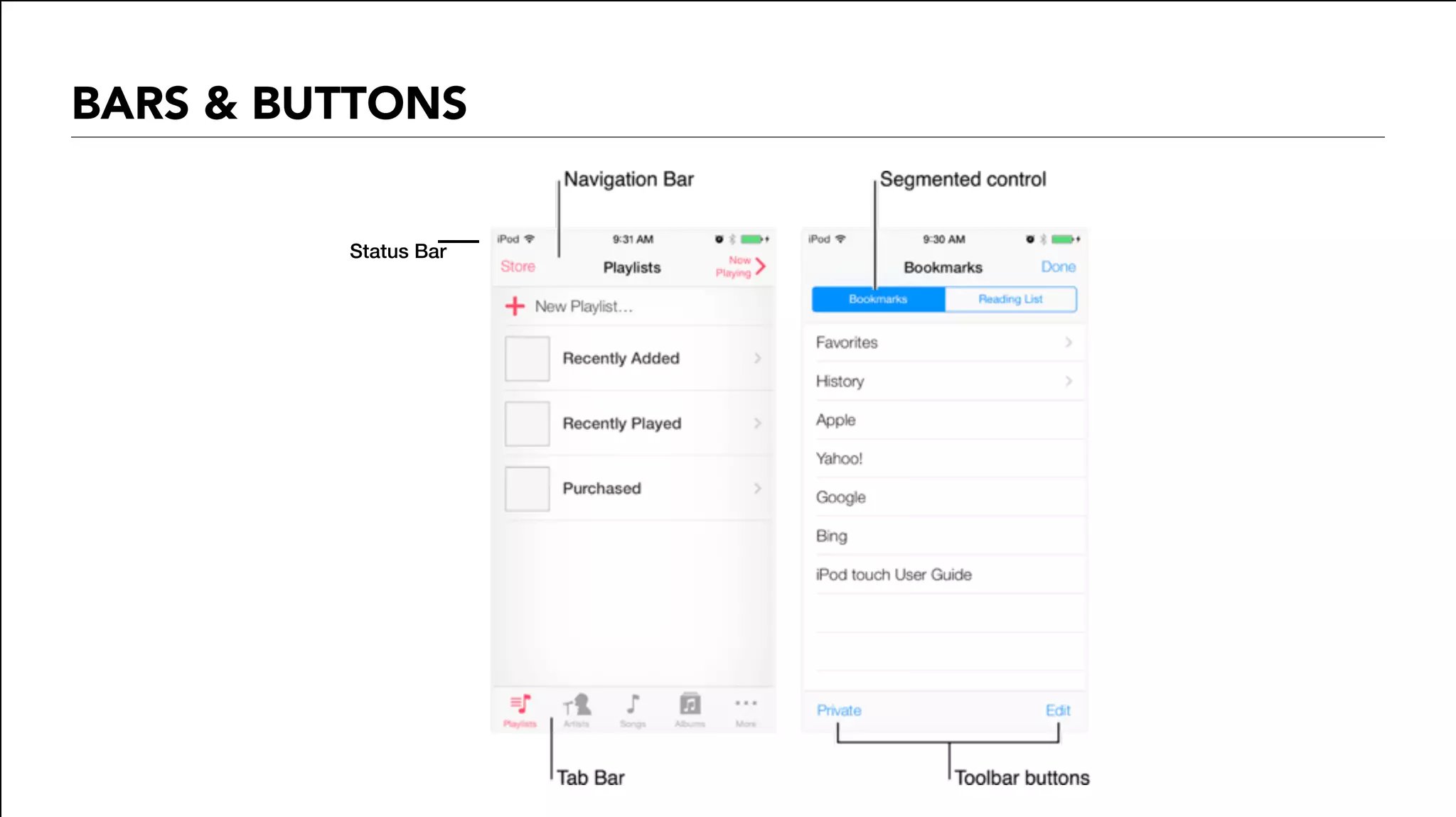 BARS & BUTTONS
Status Bar
 