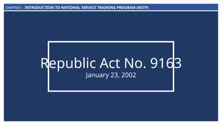 Comprehensive Overview of the National Service Training Program (NSTP ...