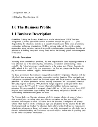 Intro nursery and primary school business plan | DOCX