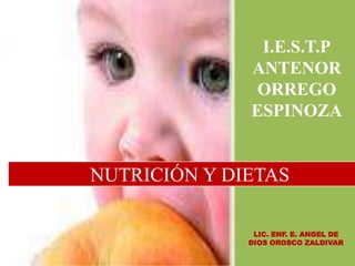 I.E.S.T.P
ANTENOR
ORREGO
ESPINOZA
LIC. ENF. E. ANGEL DE
DIOS OROSCO ZALDIVAR
NUTRICIÓN Y DIETAS
 