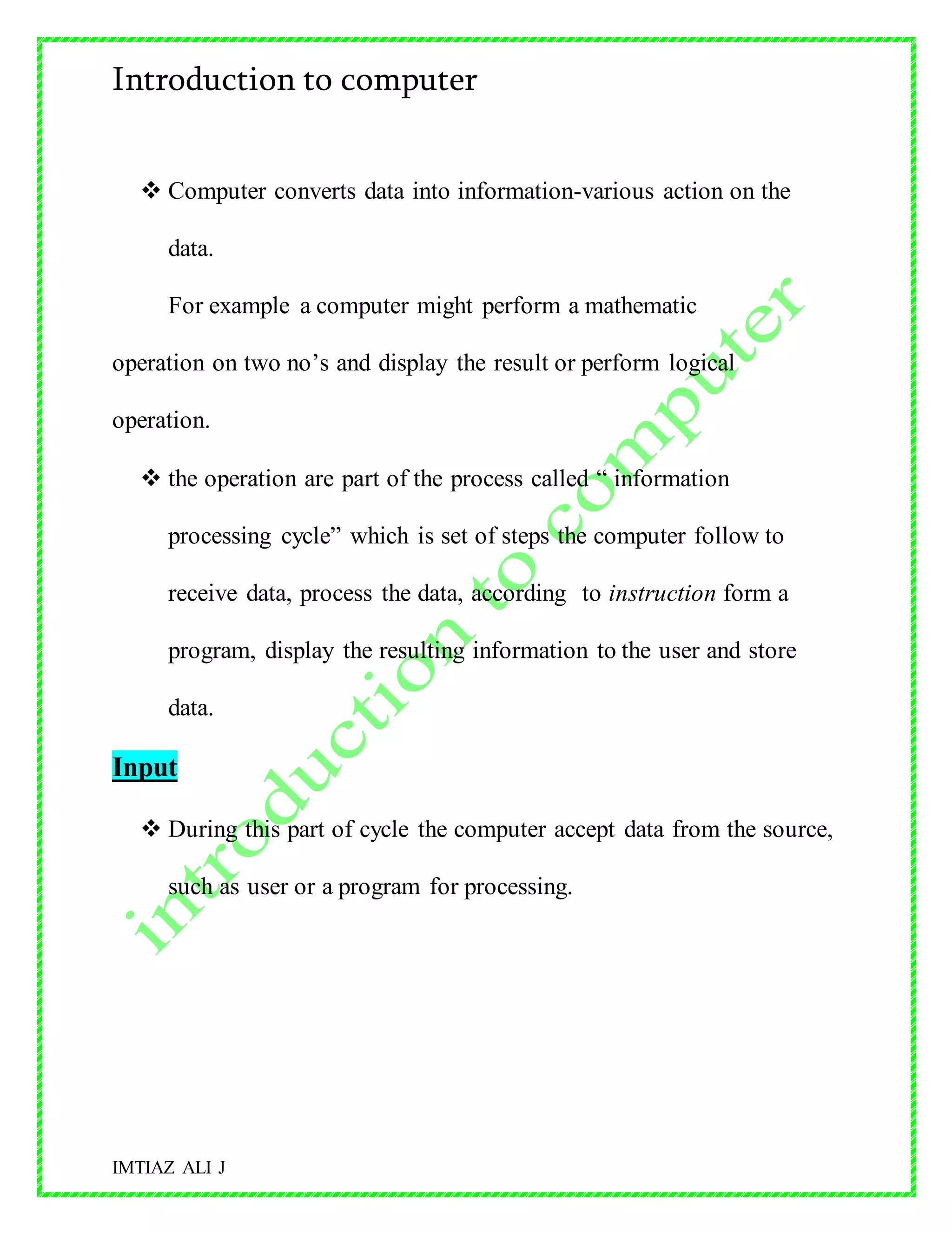 Introduction of computer Book | DOC