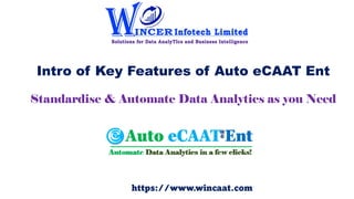 Intro of Key Features of Auto eCAAT Ent
Standardise & Automate Data Analytics as you Need
https://www.wincaat.com
 