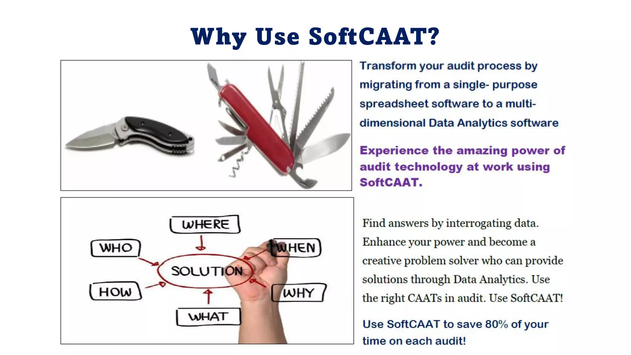 Why Use SoftCAAT?
 