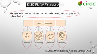 © adapted from Schelling 2016 and Darbellay 2008
DISCIPLINARY approach
 Reserach process does not include links/exchanges with
other fields
 
