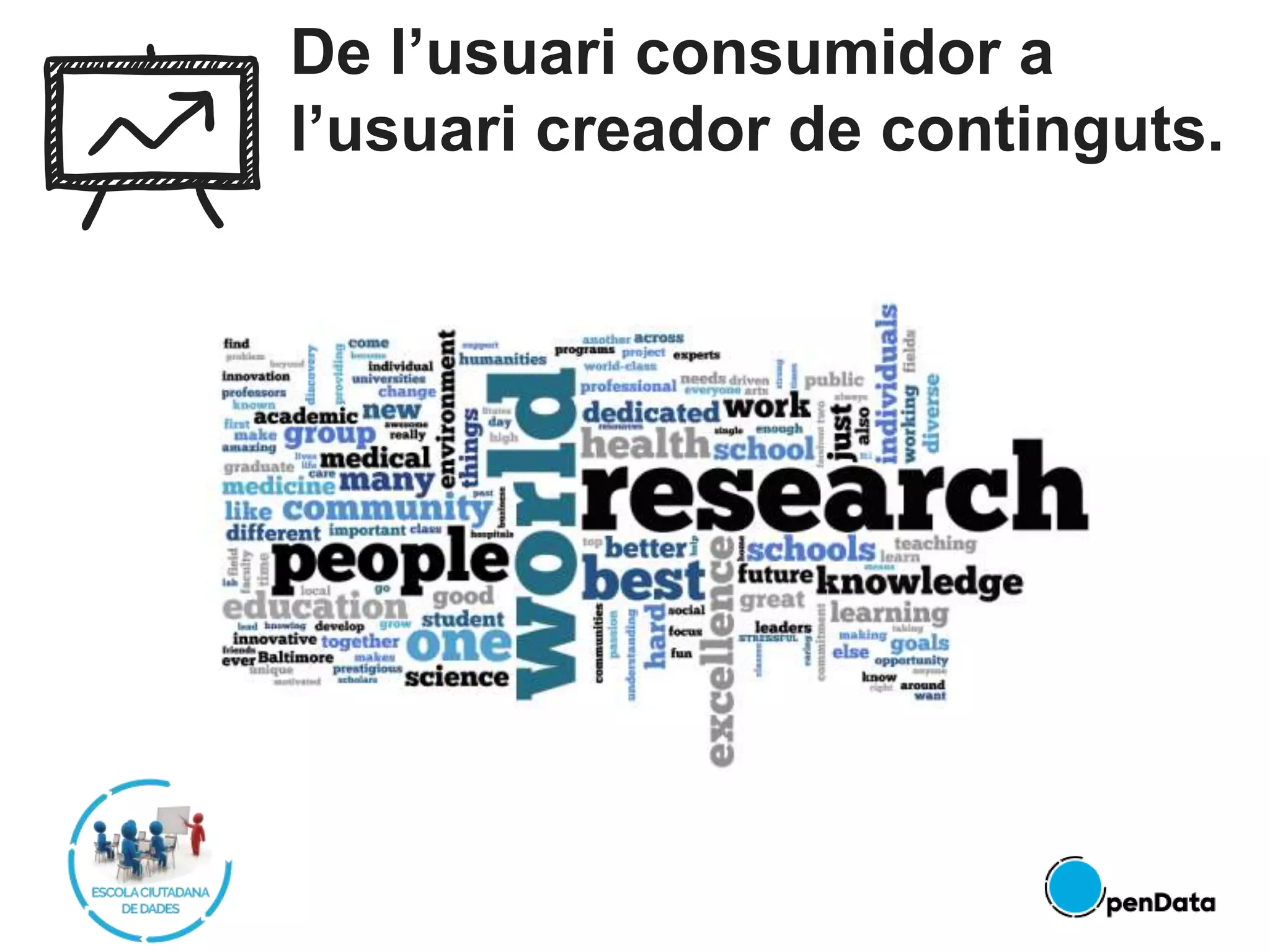 De l’usuari consumidor a
l’usuari creador de continguts.
 