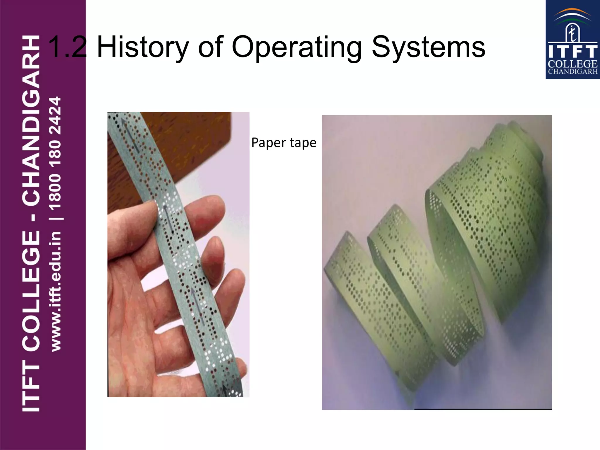 1.2 History of Operating Systems
Paper tape
 