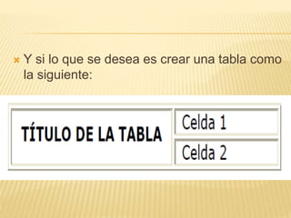  Y si lo que se desea es crear una tabla como
la siguiente:
 