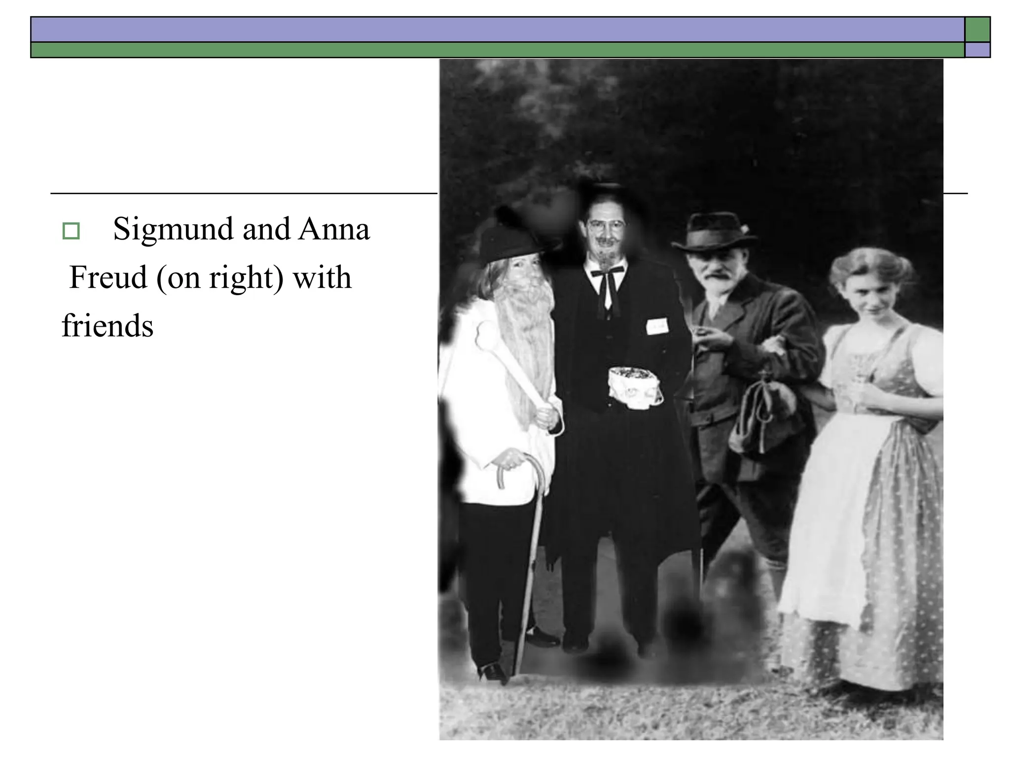  Sigmund and Anna
Freud (on right) with
friends
 