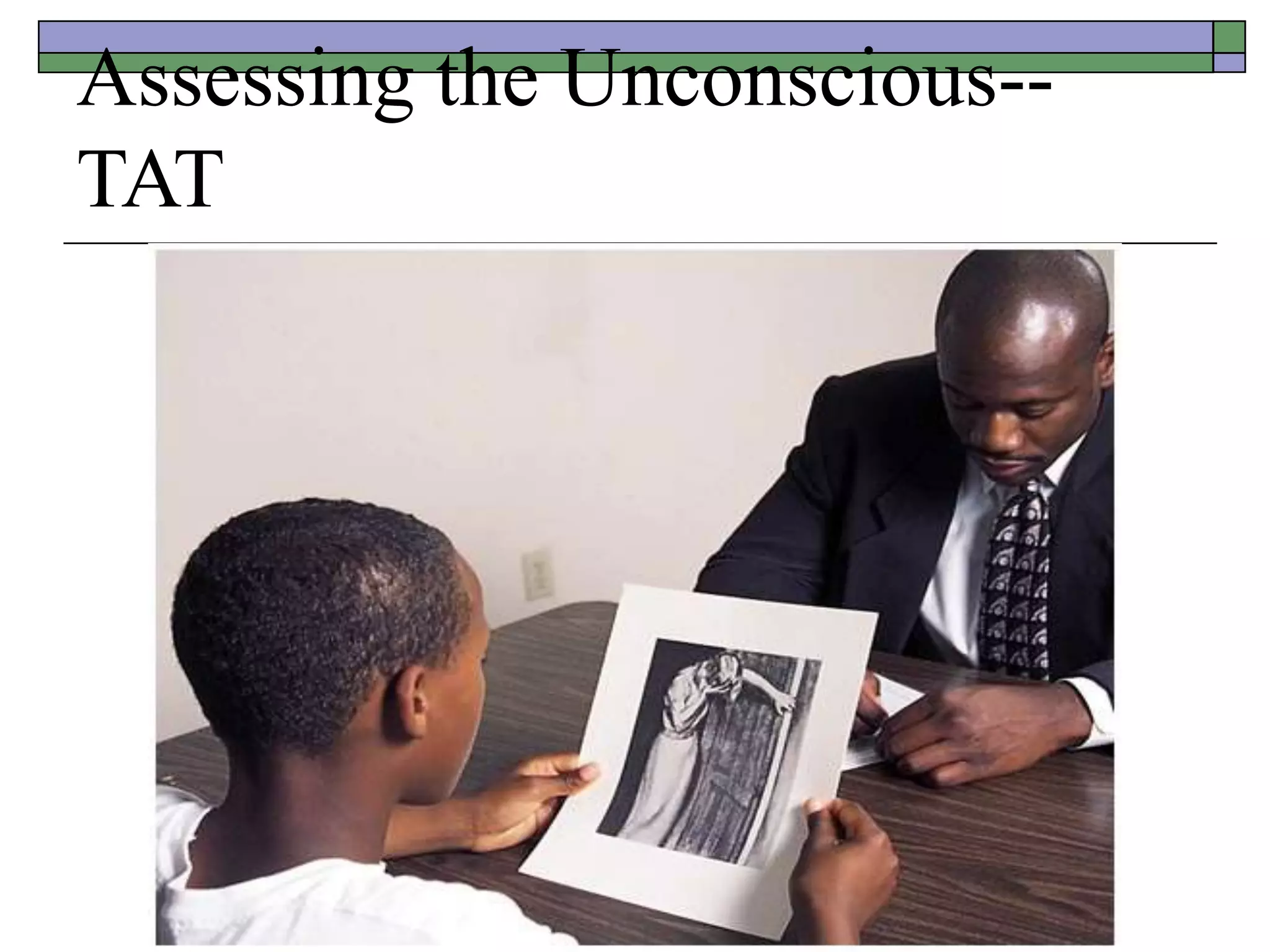 Assessing the Unconscious--
TAT
 