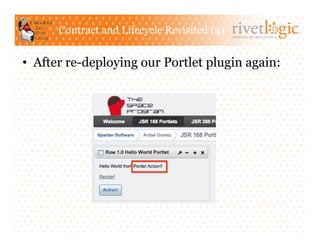 Contract and Lifecycle Revisited (4)   ARTISANS OF OPEN SOURCE




•  After re-deploying our Portlet plugin again:
 